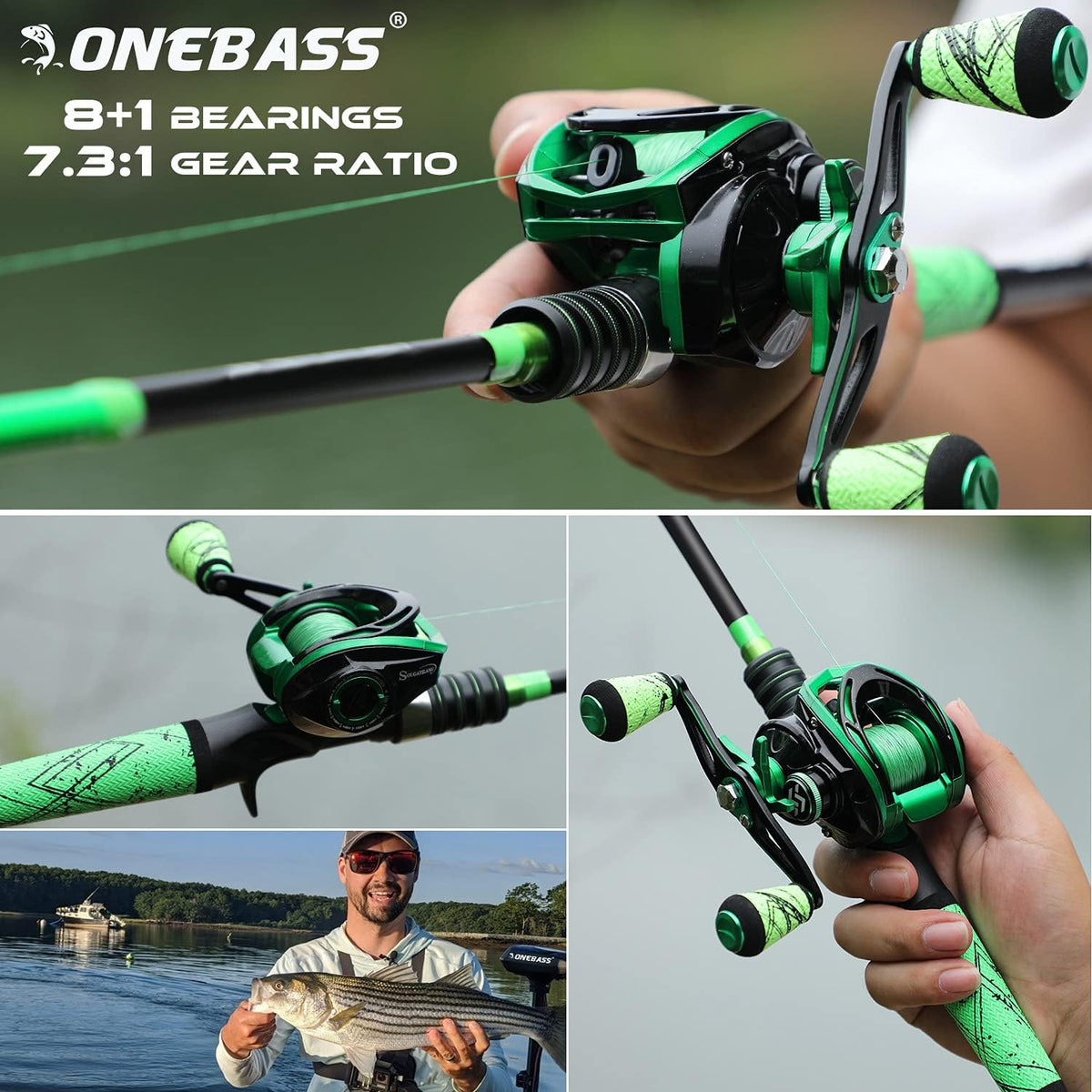 Medium Fast Baitcasting Fishing Rod and Reel Combo, 24-Ton Carbon Fiber 2 Pieces V27600