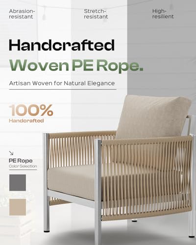 Aluminum HDPE Rope 5 Piece Patio Furniture Set with Coffee Table A877