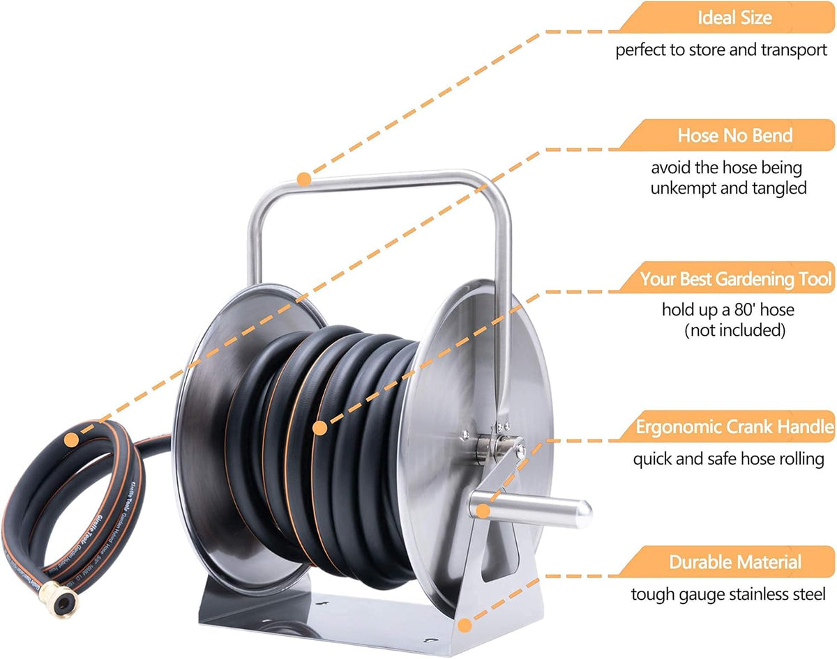 Stainless Steel Hose Reel with Crank J2547