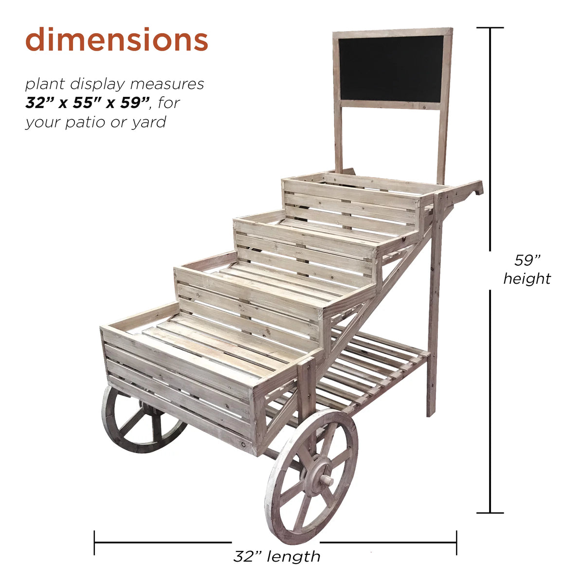 Wooden Cart Plant Display Stand Z76792
