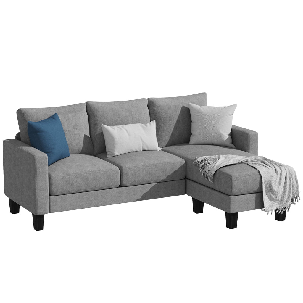 Convertible Sectional Sofa, L-Shaped 3-Seat Sofa with Reversible Chaise, Dark Gray V818583