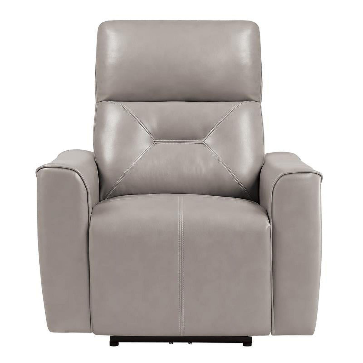Faux Leather Power Reclining Chair with USB Port in Light Gray G5651