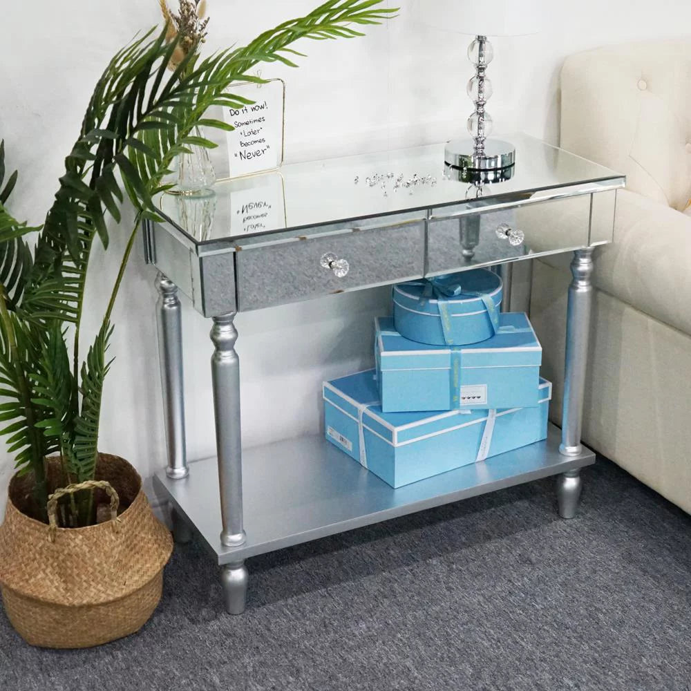 Mirrored Console Table with Drawers and Shelf P1908