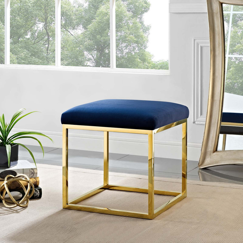 Gold Navy Velvet Accent Chair Ottoman A588