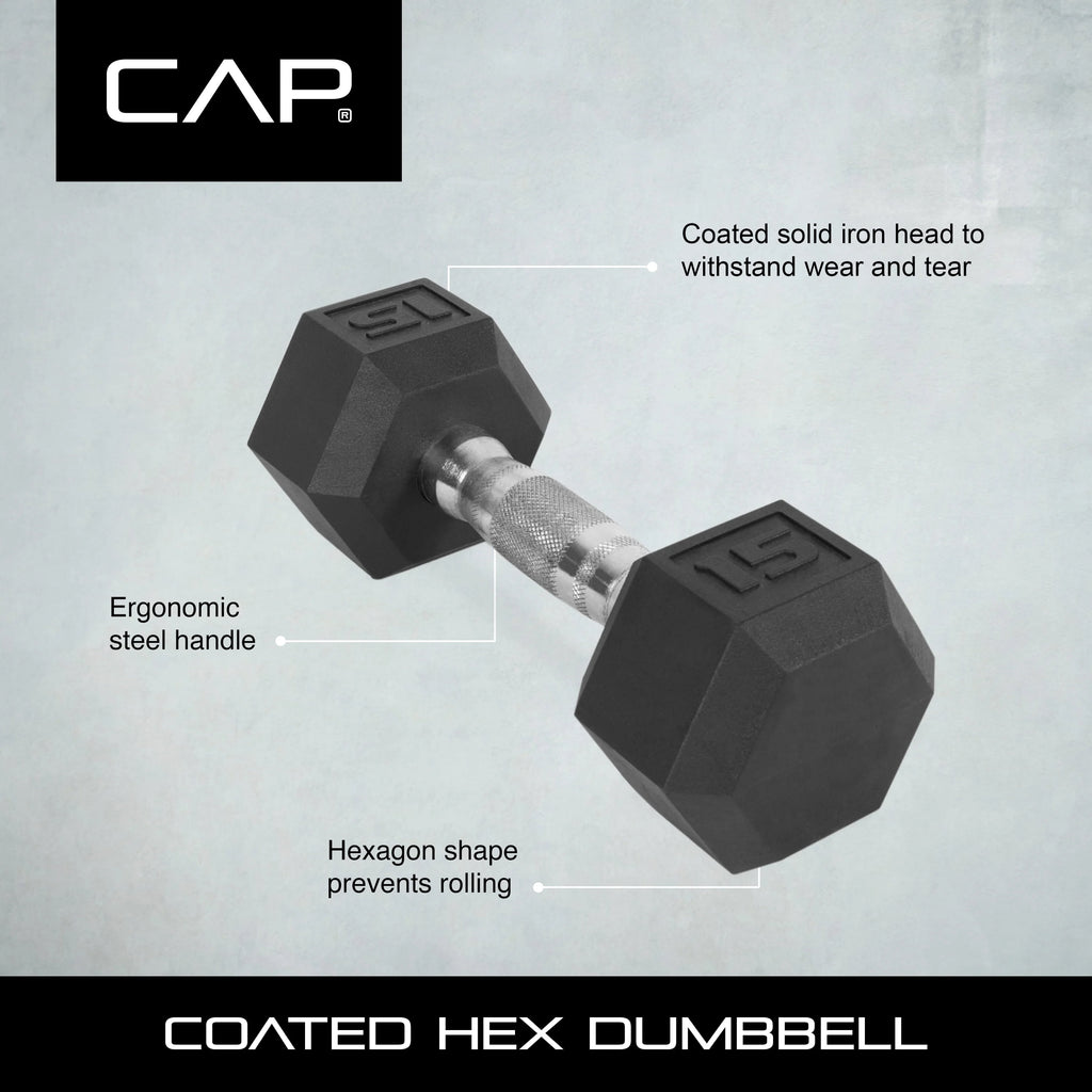 10lb Coated Rubber Hex Dumbbell Pair J30568