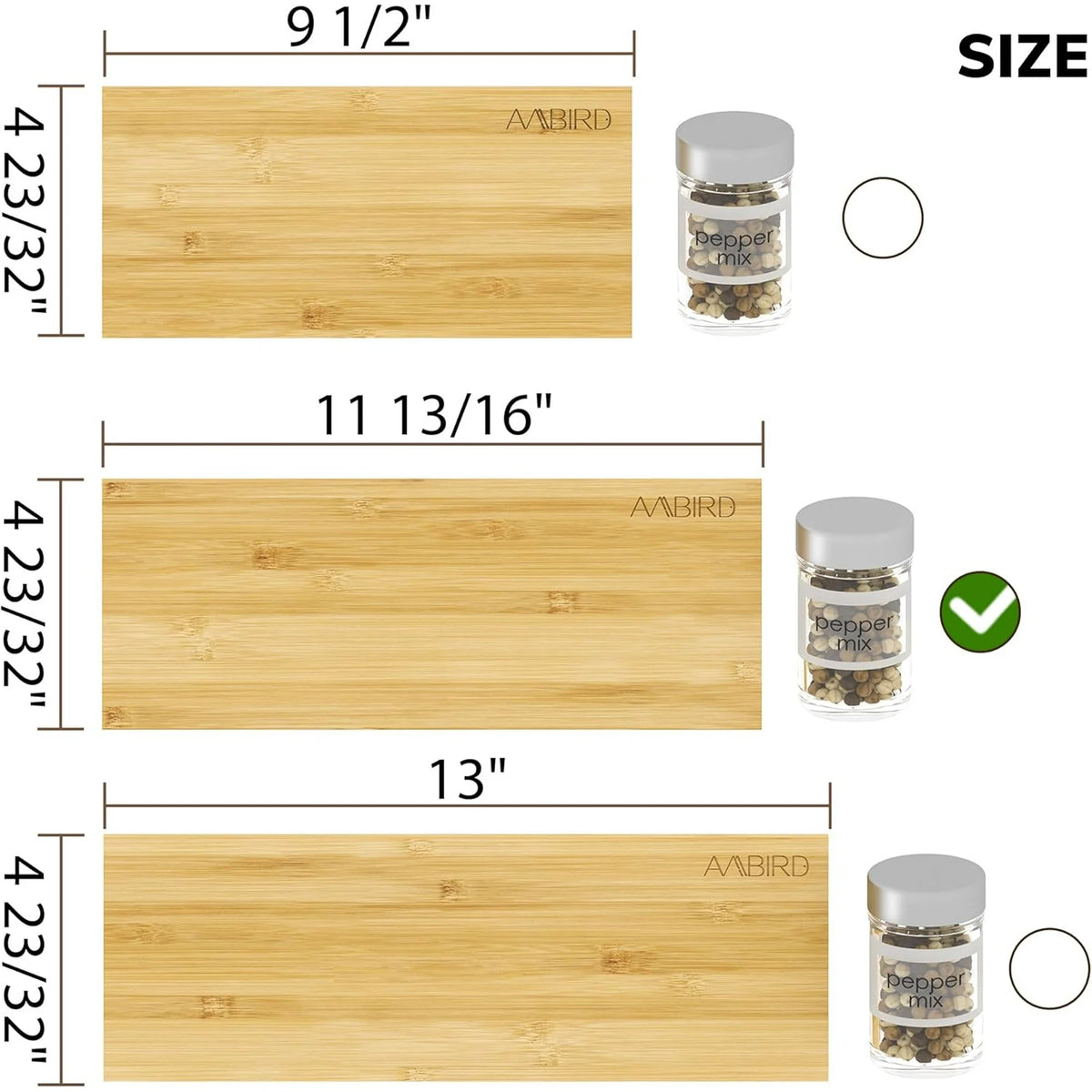 Bamboo 4 Tier Spice Drawer Organizer with Non-slip Mat, 2 Set I456