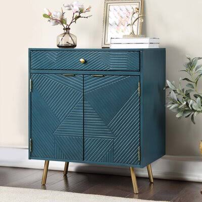 2 Door Accent Cabinet with Drawer Dark Cyan W8285