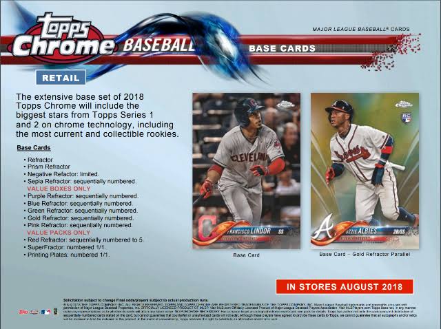 2018 Topps Chrome Baseball Blaster Box D3524