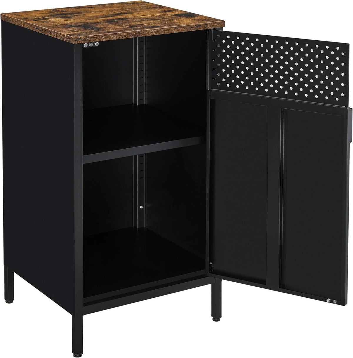 Rustic Brown and Black Nightstand with Door P378387