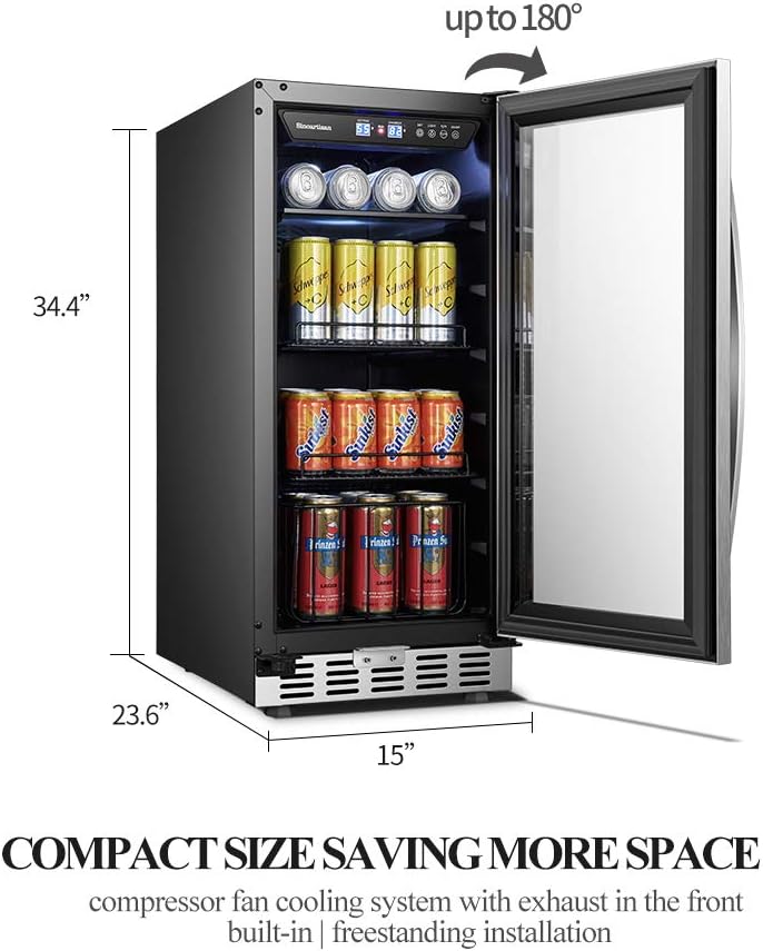 15 Inch Beverage Cooler Refrigerator with Glass Door F51073