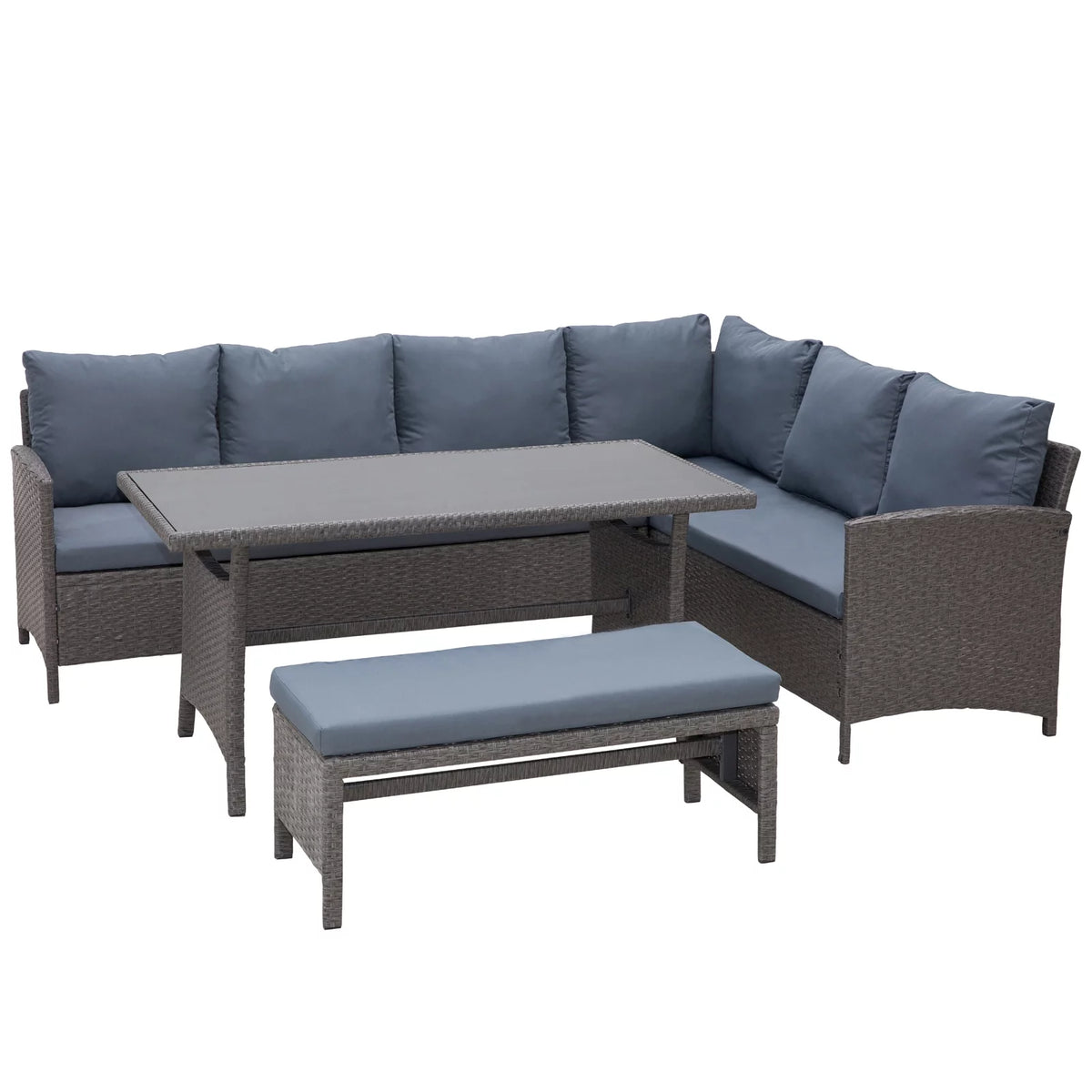 4pc Outdoor Patio Dining Table Bench Sofa S439521
