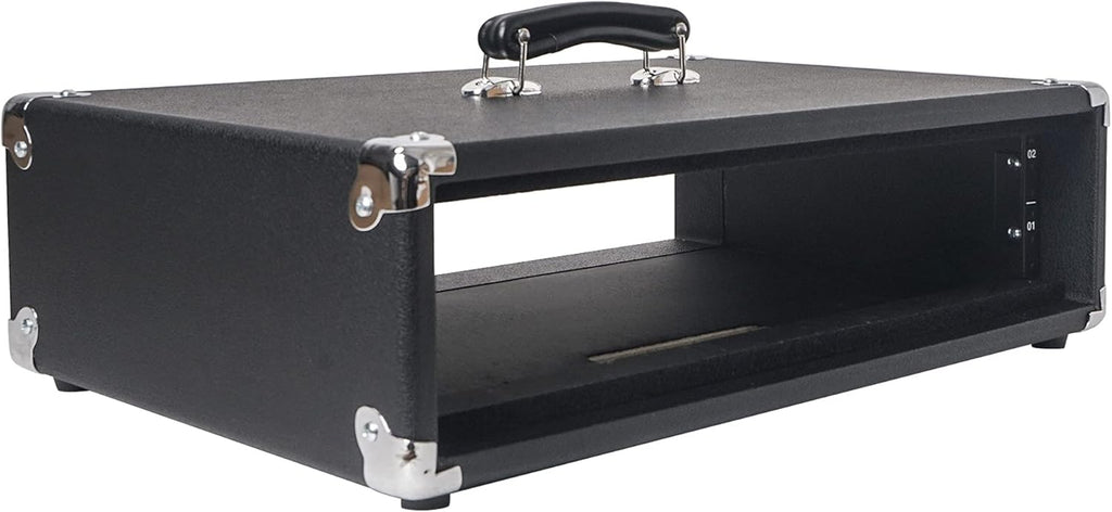 Vintage 2U Amp Rack Case with Rubber Feet, Black E178
