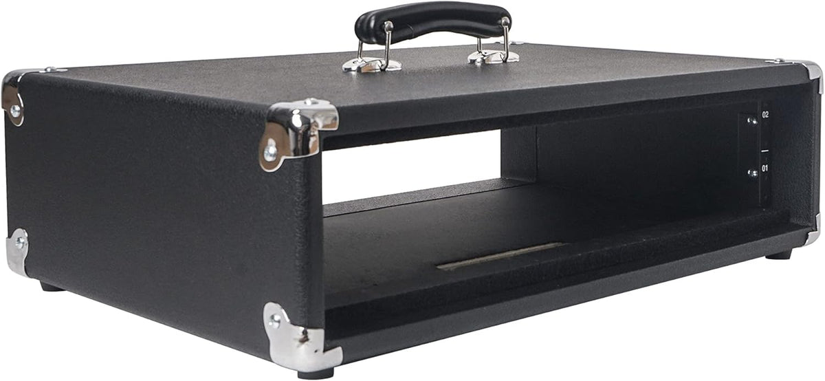 Vintage 2U Amp Rack Case with Rubber Feet, Black E178