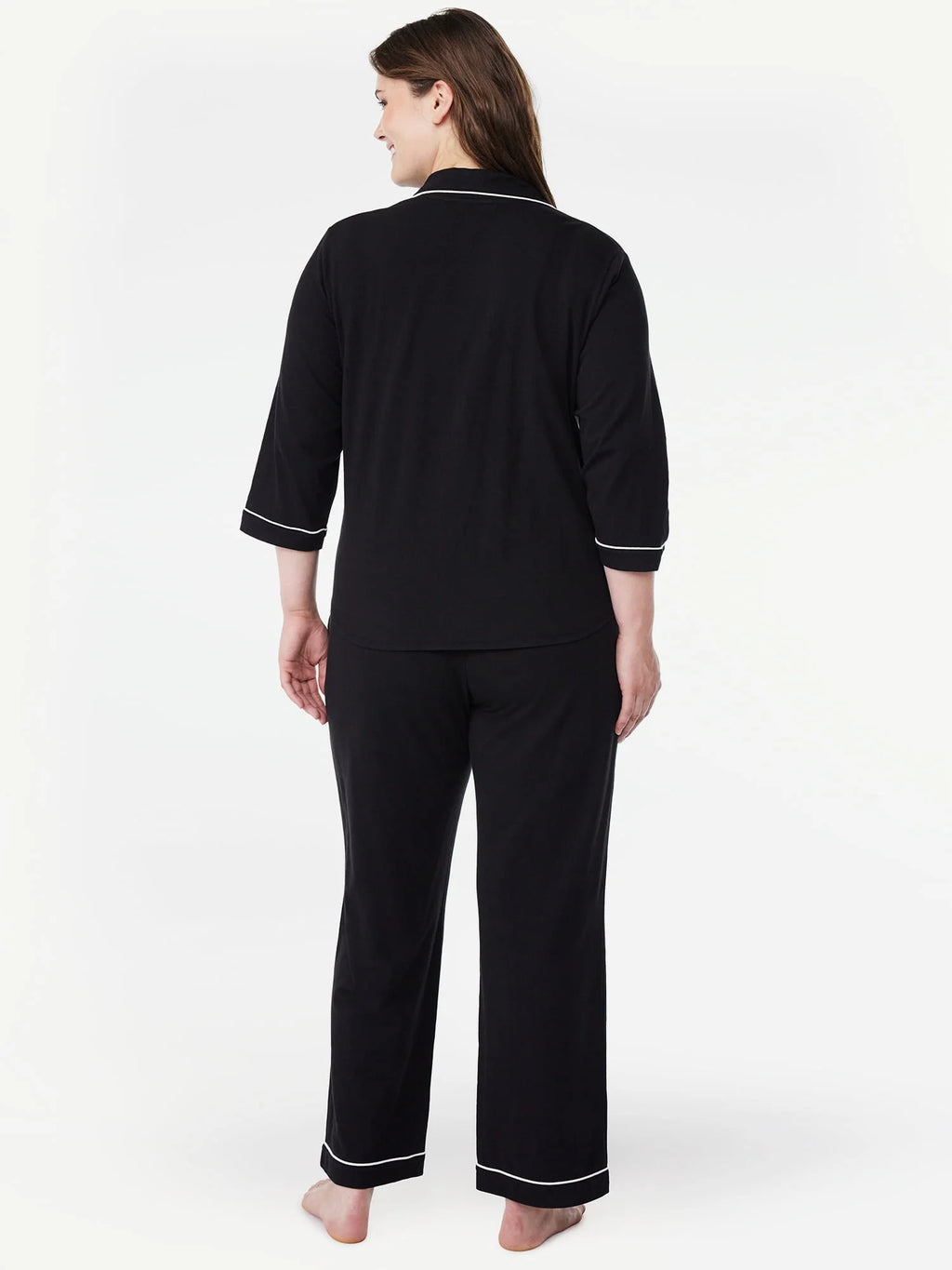 Women's Knit Notch Collar Top and Pants Pajama Set, 2-Piece F575085