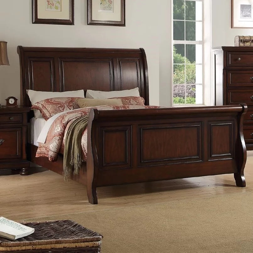 Cherry Veneer 6pc Cal King Size Bedroom Furniture Set G434