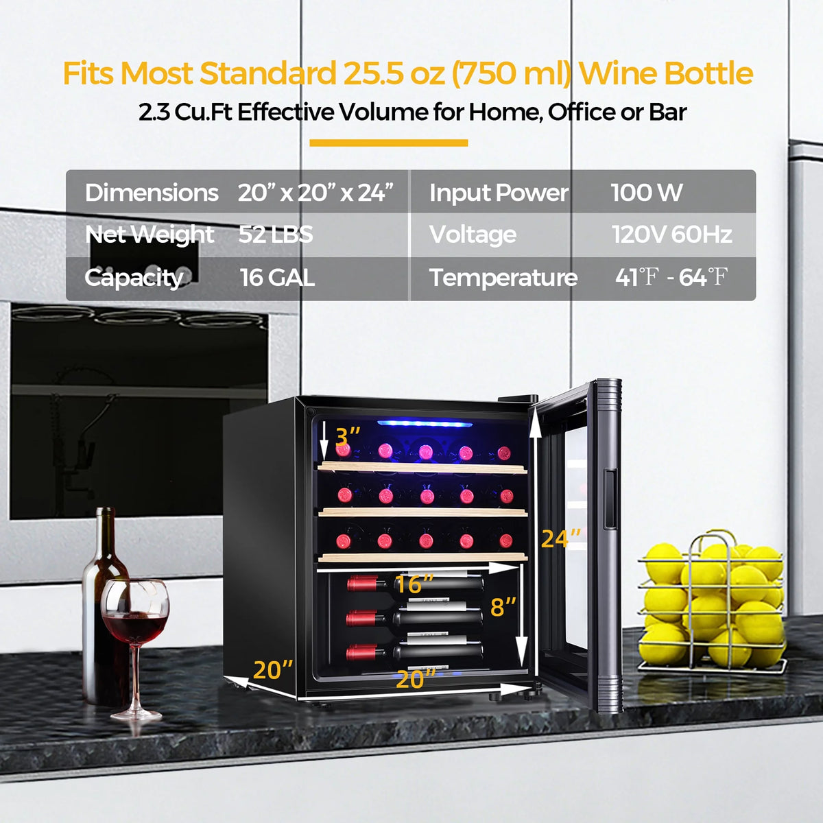 21 Bottle Compressor Wine Cooler Refrigerator Black P378231