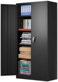 Black Metal Storage Cabinet with 4 Adjustable Shelves K65074