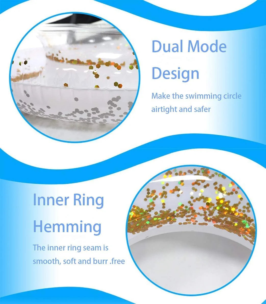 Clear Glitter Inflatable Swimming Ring Pool Float X850