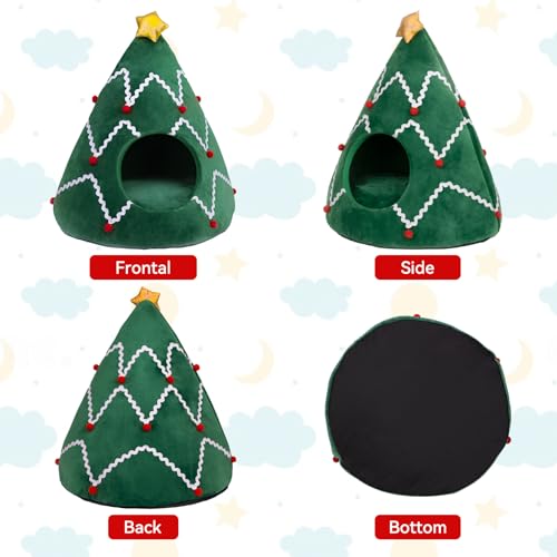 Cat Bed Christmas Hat Cat Tent House 2 in 1 Removable Triangle Pet Teepee X539200