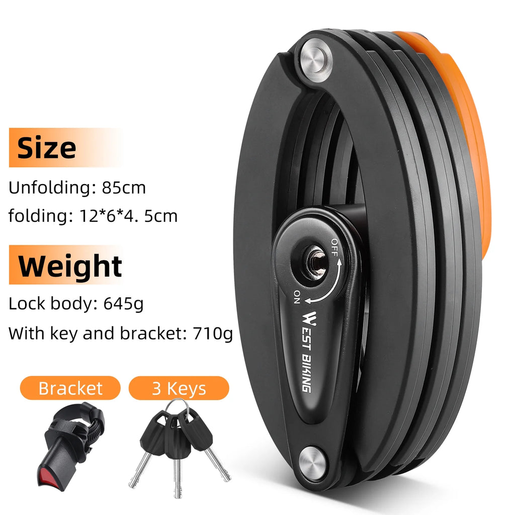Heavy-Duty Alloy Steel Folding Bike Lock with 3 Keys F529351