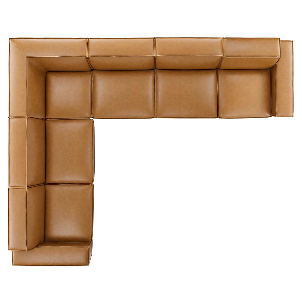 Tan 6-Piece Vegan Leather Sectional Sofa I79025