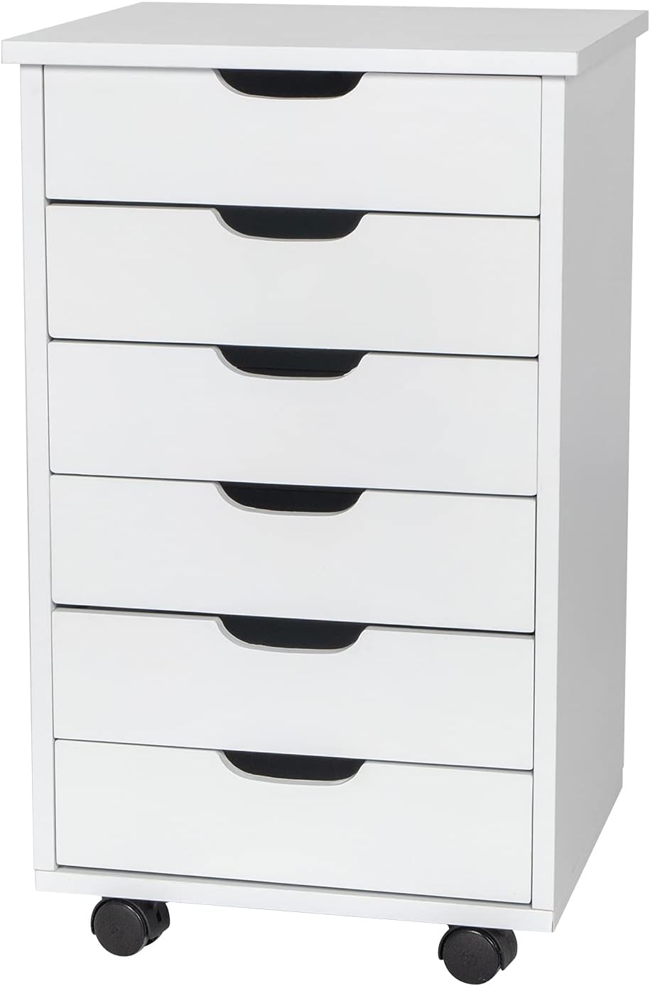 White 7 Drawer Wooden Chest Dresser with Wheels E999510