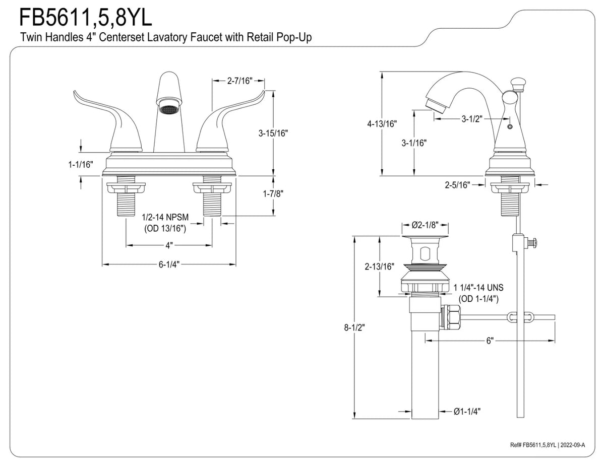 4 in. Centerset Bathroom Faucet I459