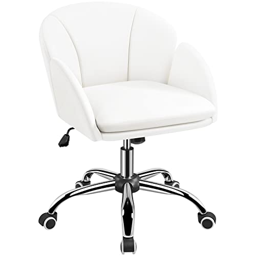 Pink Upholstered Swivel Desk Chair with Armrests V836