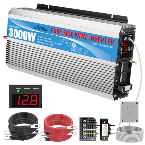 2200W Pure Sine Wave Power Inverter 12V DC to 110V 120V AC with Dual AC Outlets M74524