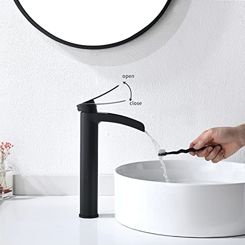 Brushed Gold Single Handle Waterfall Vessel Sink Faucet with Pop Up Drain V545