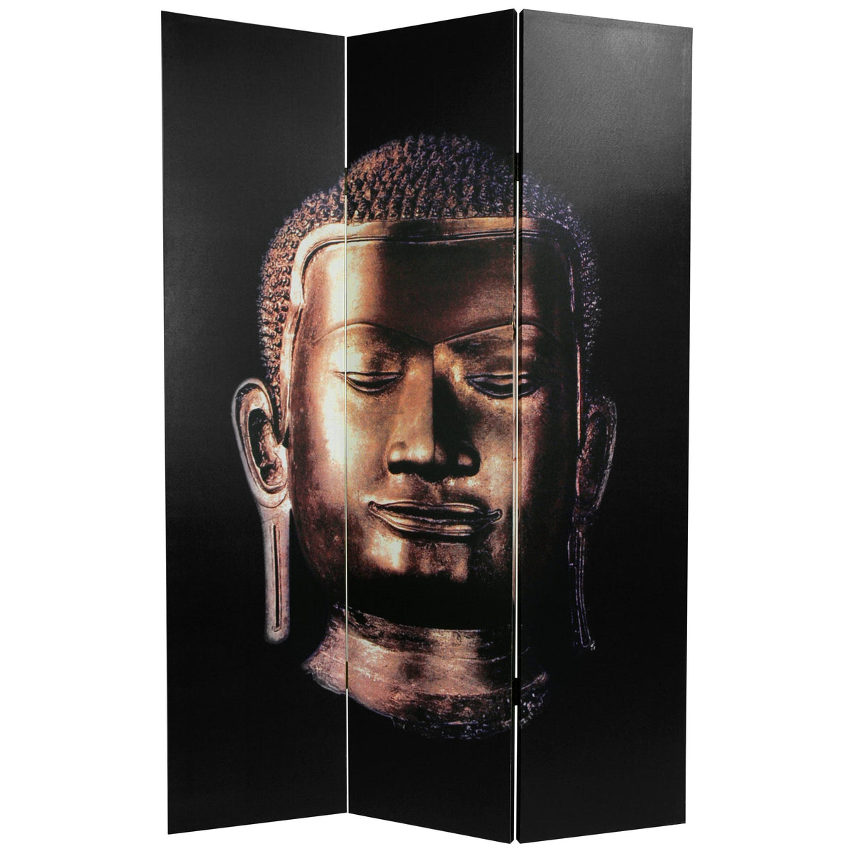 6 ft Tall Double Sided Buddha Canvas Room Divider W2481