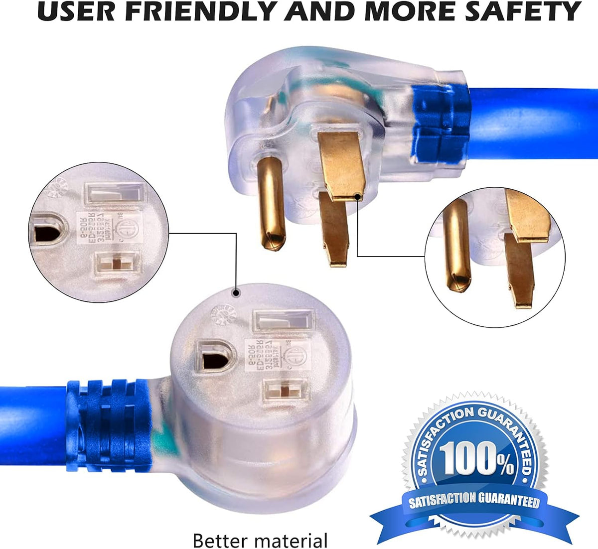 50A 25FT 6-50R Female 6-50P Male Heavy Duty Welder Extension Cord Q8097