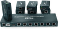 HDMI Extender Splitter 1x7 7 Port Over CAT5E/CAT6/CAT7 Ethernet Cable with HDMI Loop Out & POC Function & EDID Management, Up to 50m at 1080p 60Hz H617