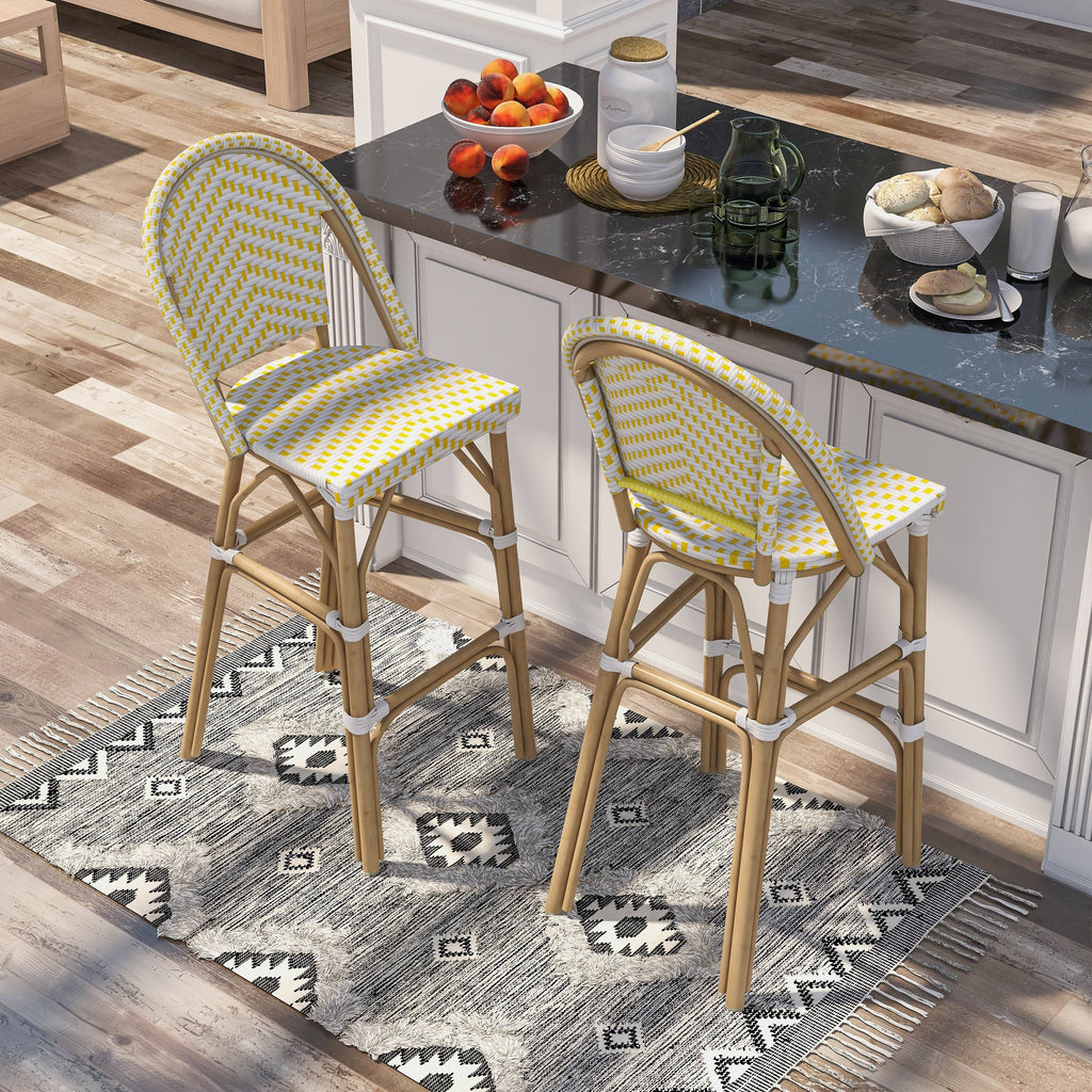 Natural Tone Patio Bar Chairs Set of 2 B6999
