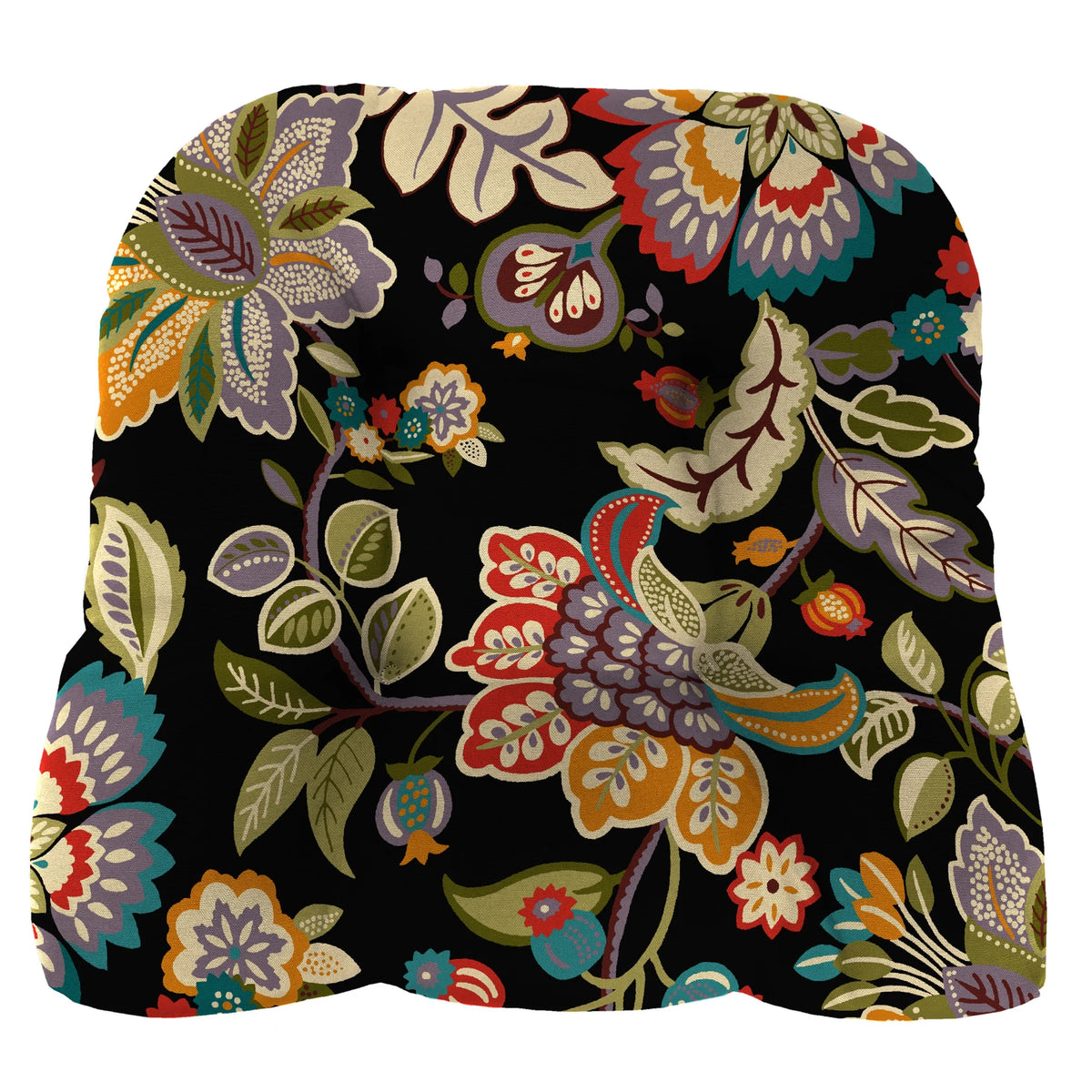 Midnight Multicolor Paisley Tufted Outdoor Wicker Seat Cushion 2 Pack A242299