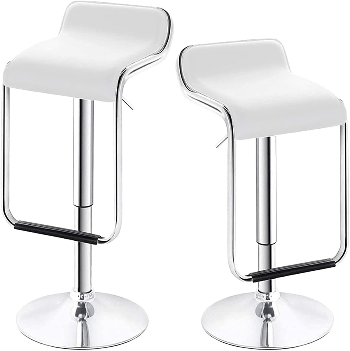 White Set of 2 Swivel Adjustable Bar Stools with Arms V1217