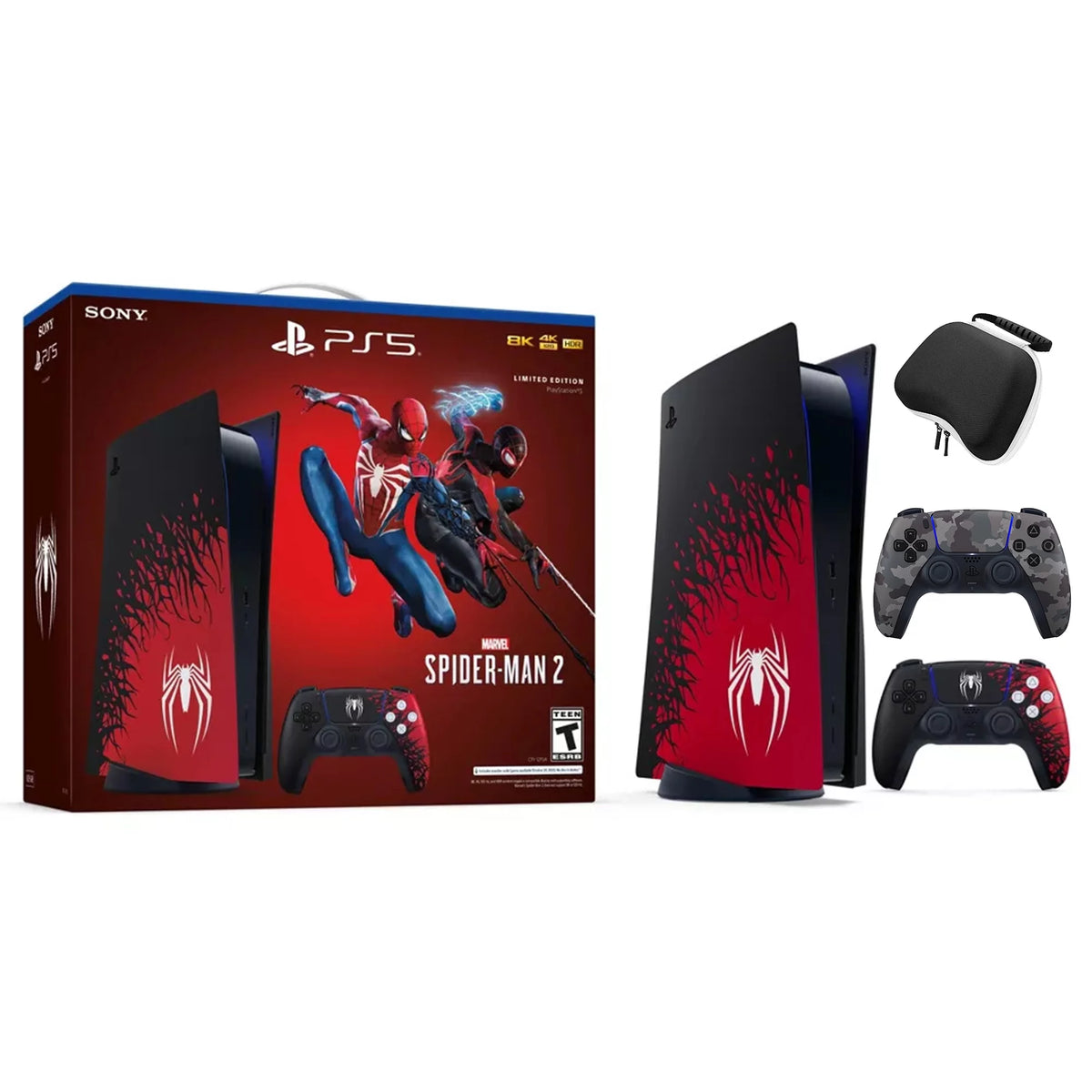 PS5 Disc Edition Console with Two Controllers and Hard Shell Protective Controller Case M66074
