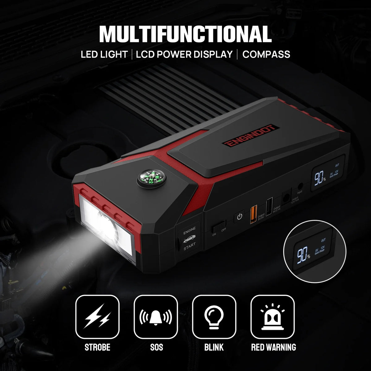 800A Peak 18000mAh 12V Jump Starter with LCD Screen L415