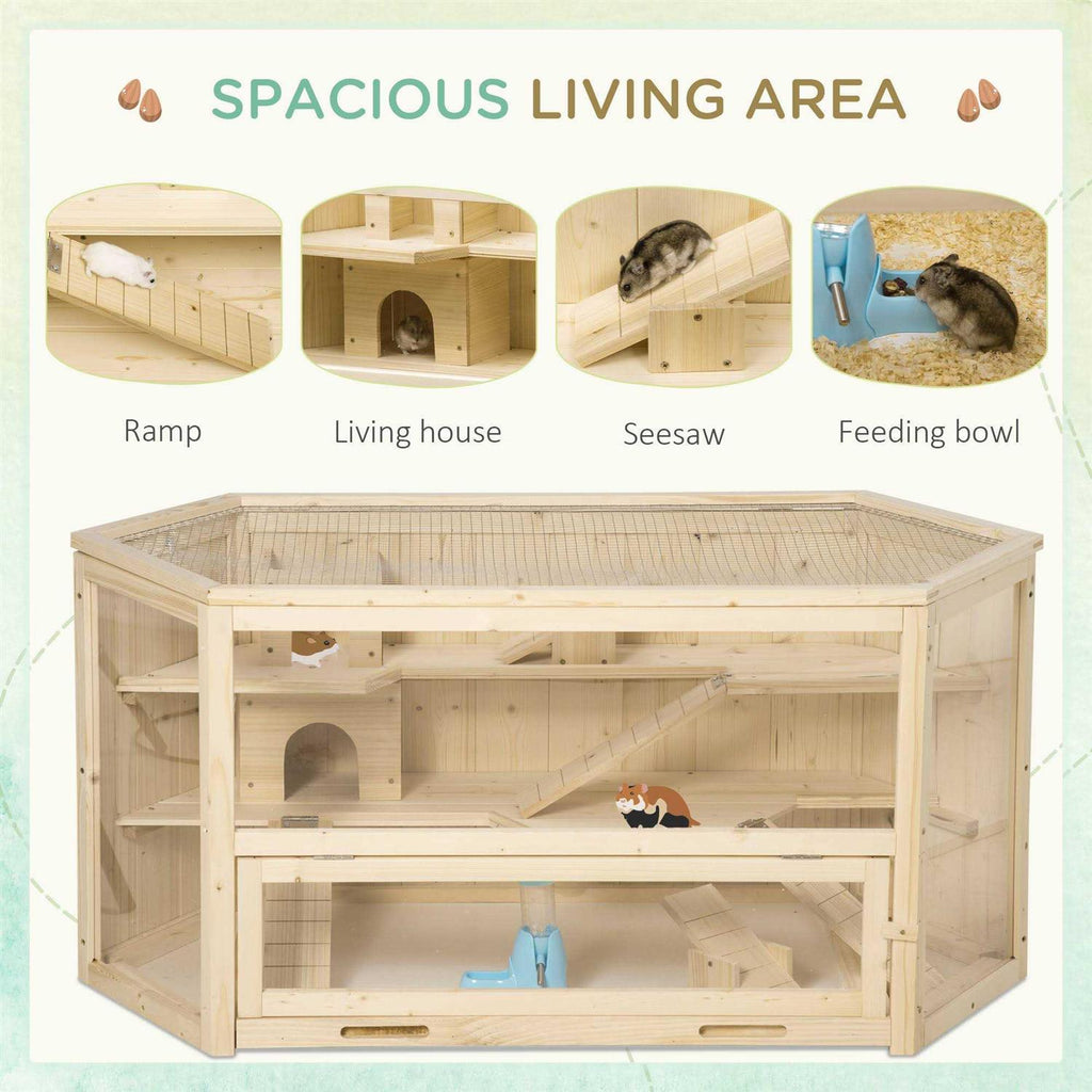 3 Tier Wooden Hamster Cage Small Animal House with Slide O42633