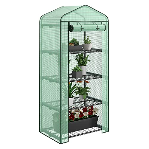 2.3x1.5x5.3 FT 4 Tier Mini Greenhouse with PE Cover F55507