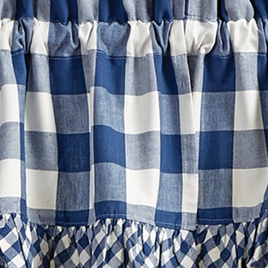 Buffalo Check Ruffled China Blue Swags 72" x 36" W7129