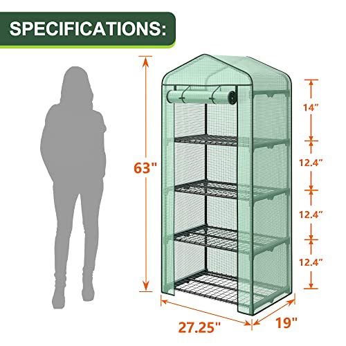 2.3x1.5x5.3 FT 4 Tier Mini Greenhouse with PE Cover F55507