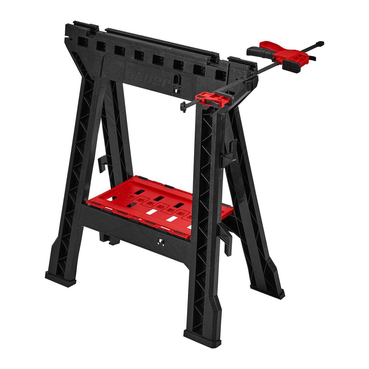 Polypropylene Folding Sawhorse with Bar Clamp, 500 lb. Capacity E504972