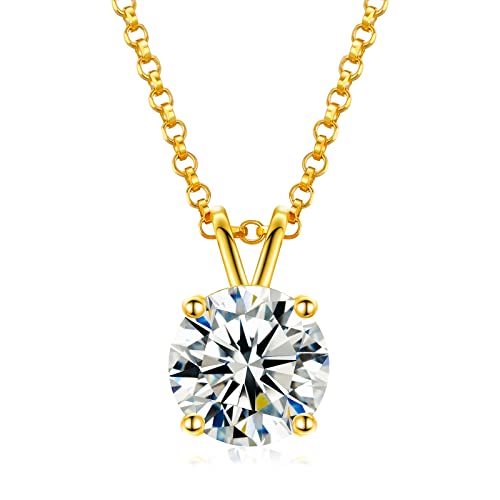 0.1CT-12.0CT Lab Created Diamond Pendant 18K White Yellow Gold Plated Sterling Silver Round Moissanite Solitaire Necklace J8664
