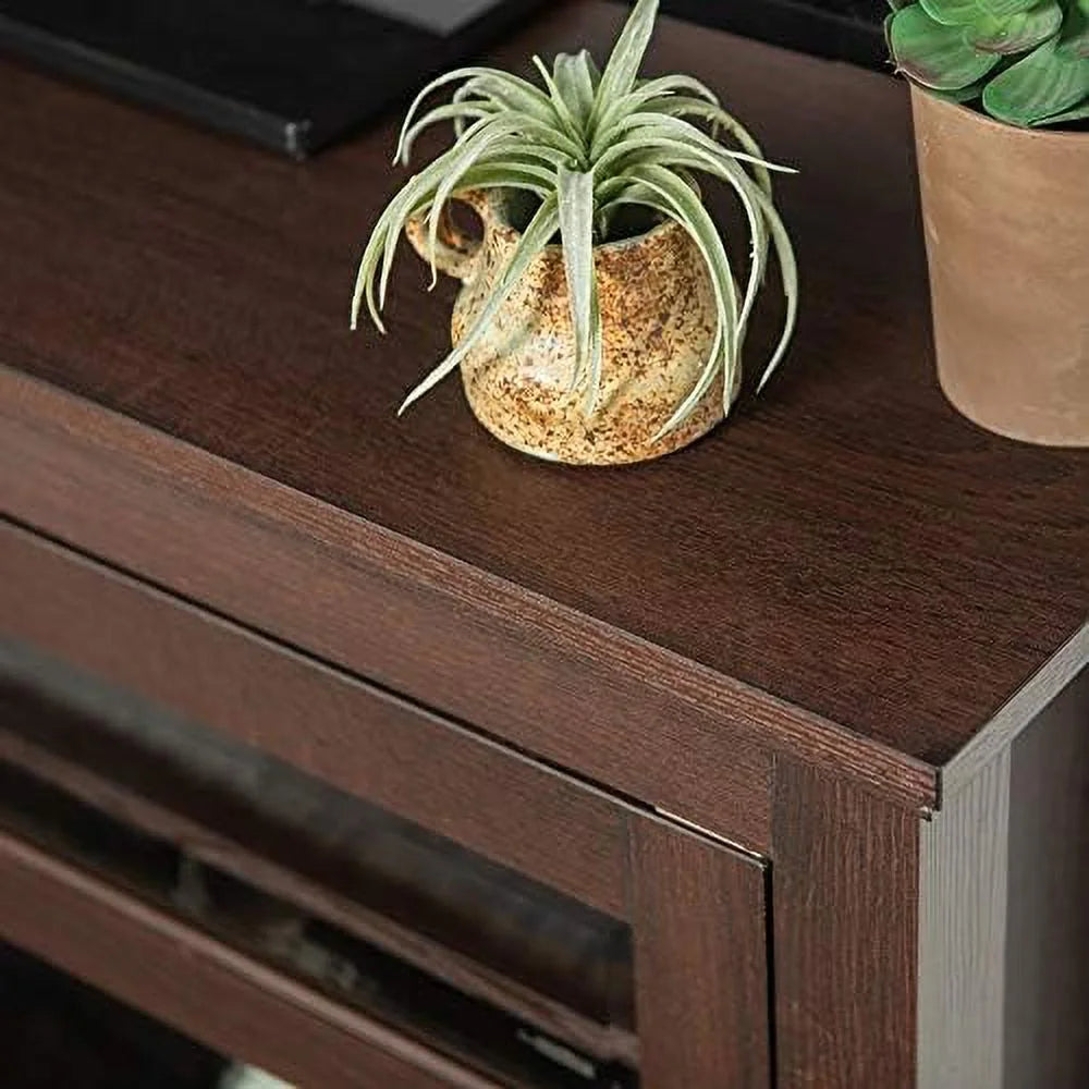 Espresso Brown Wood Corner TV Stand I774667