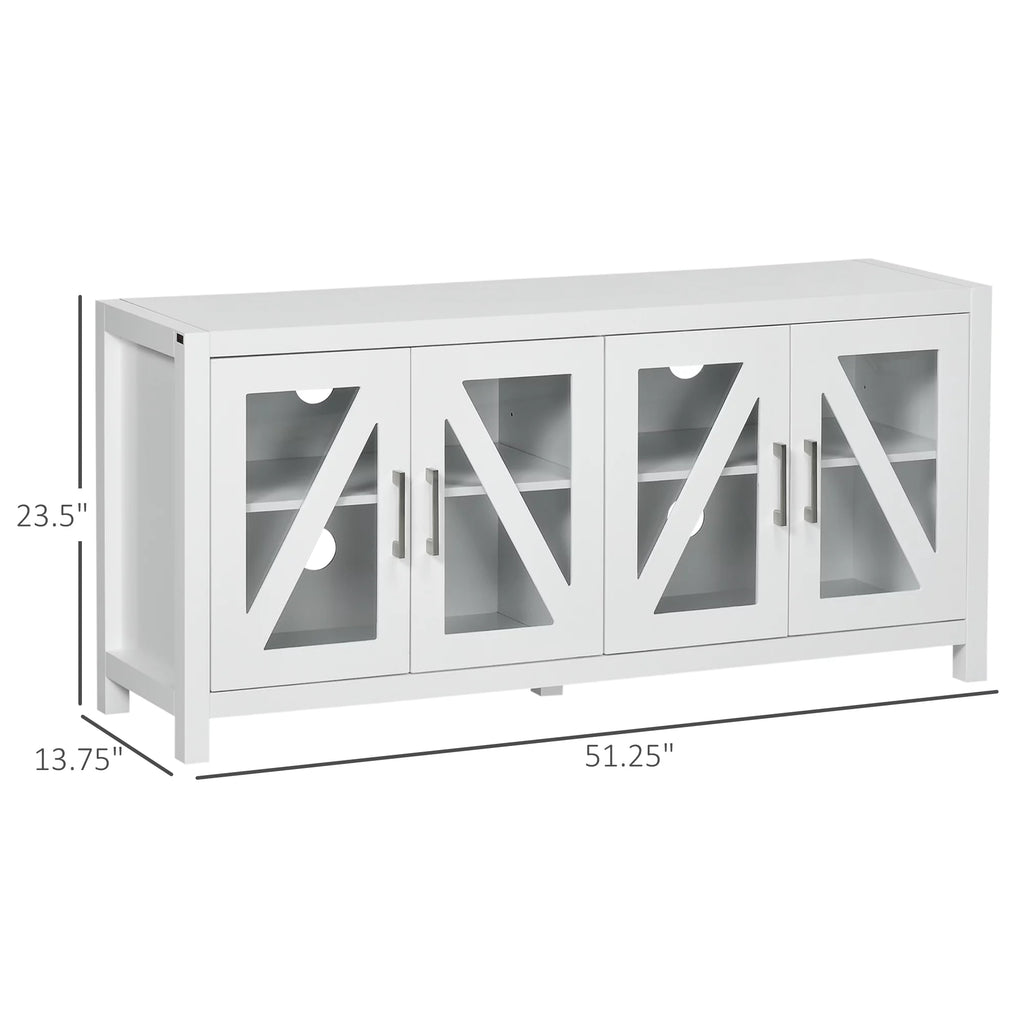 White TV Stand with Adjustable Shelves K568