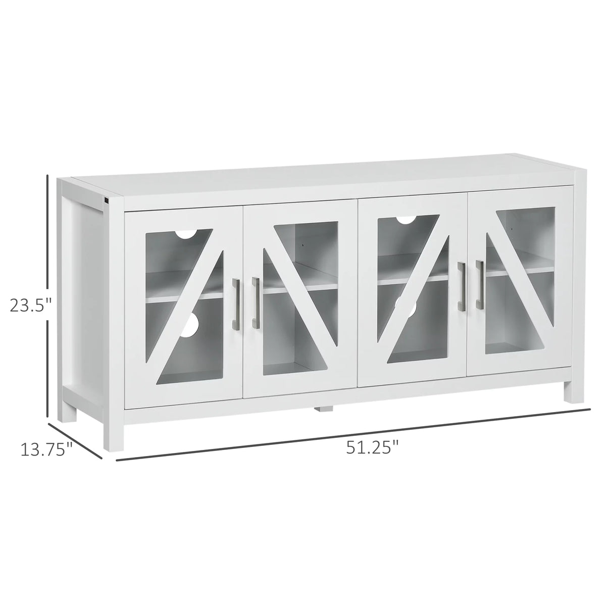White TV Stand with Adjustable Shelves K568