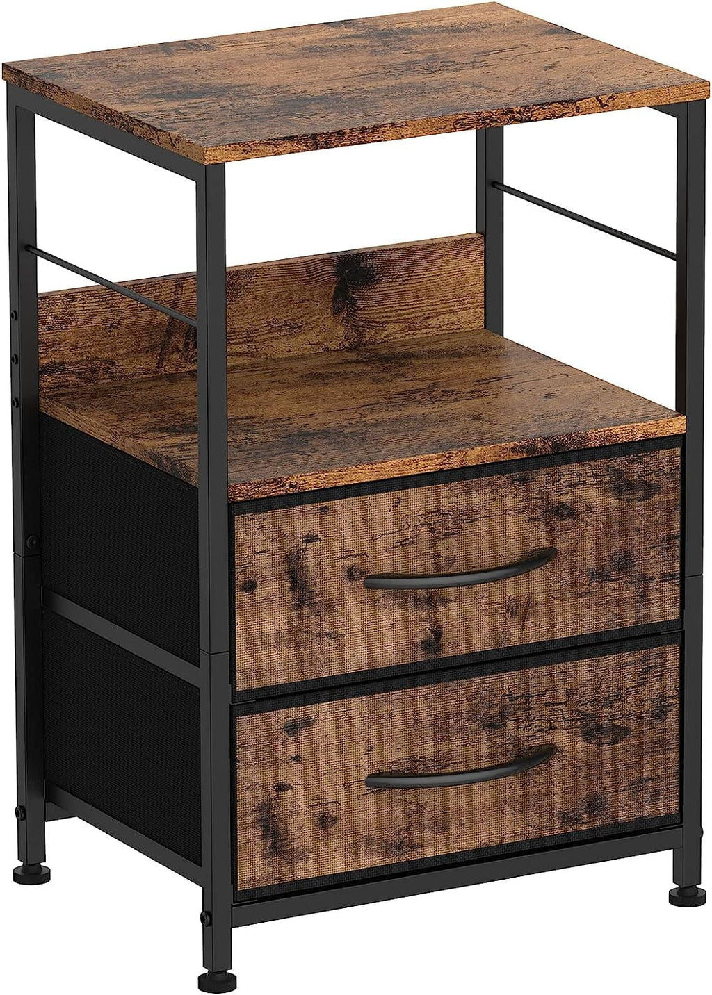 Brown Wood Nightstand with 2 Drawers and Open Shelf C988042