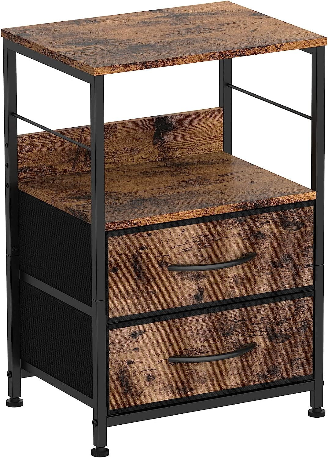 Brown Wood Nightstand with 2 Drawers and Open Shelf C988042