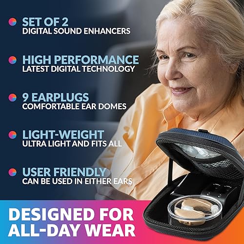 Black Rechargeable BTE Hearing Amplifier Pair with USB Dock R66877